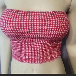 Red and White Checkered Tube Top